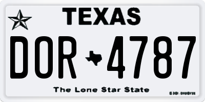 TX license plate DOR4787