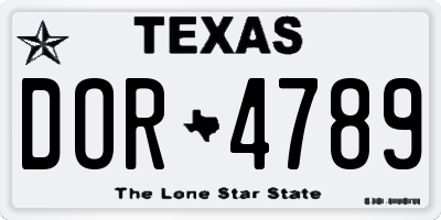 TX license plate DOR4789