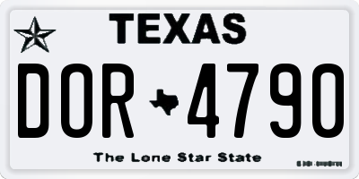 TX license plate DOR4790