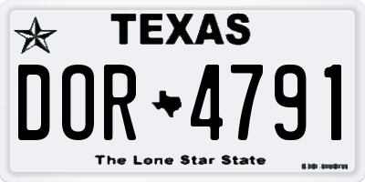 TX license plate DOR4791