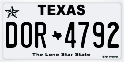 TX license plate DOR4792