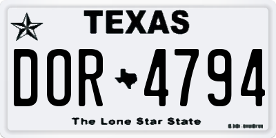 TX license plate DOR4794