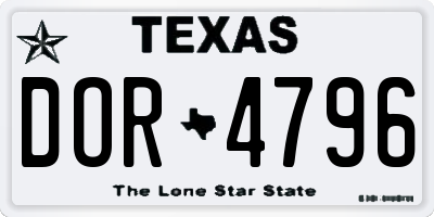 TX license plate DOR4796