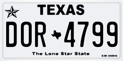 TX license plate DOR4799