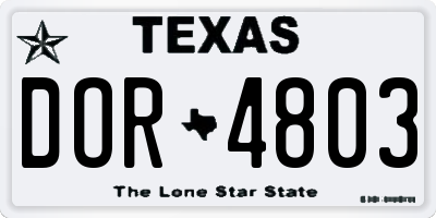 TX license plate DOR4803