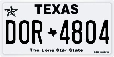 TX license plate DOR4804