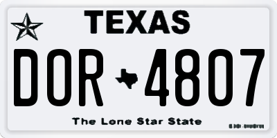 TX license plate DOR4807