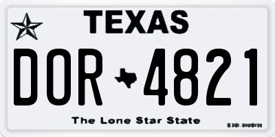 TX license plate DOR4821