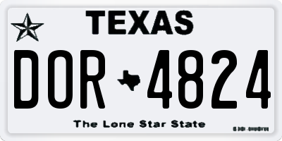 TX license plate DOR4824