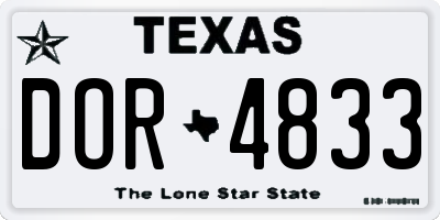 TX license plate DOR4833