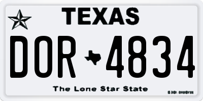 TX license plate DOR4834