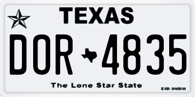 TX license plate DOR4835