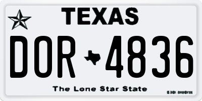 TX license plate DOR4836