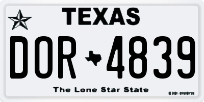 TX license plate DOR4839