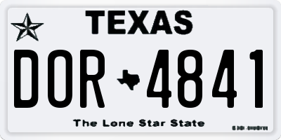 TX license plate DOR4841
