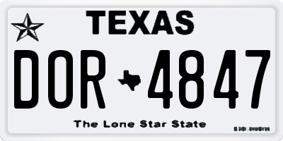 TX license plate DOR4847