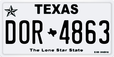 TX license plate DOR4863