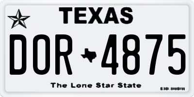 TX license plate DOR4875