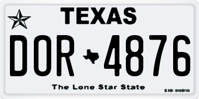 TX license plate DOR4876
