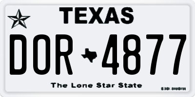 TX license plate DOR4877