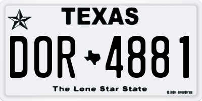 TX license plate DOR4881