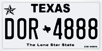 TX license plate DOR4888