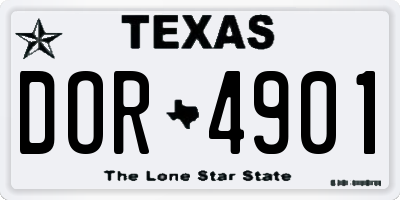 TX license plate DOR4901
