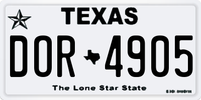 TX license plate DOR4905