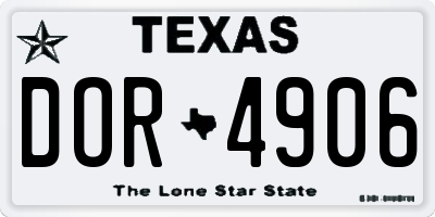 TX license plate DOR4906