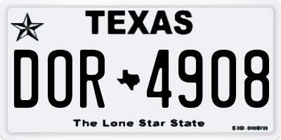 TX license plate DOR4908