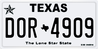 TX license plate DOR4909
