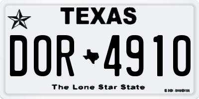 TX license plate DOR4910