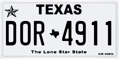 TX license plate DOR4911
