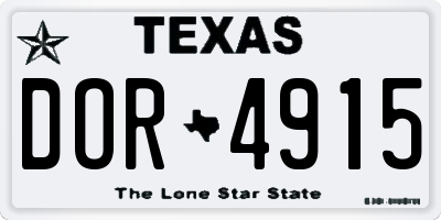 TX license plate DOR4915