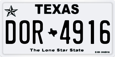 TX license plate DOR4916