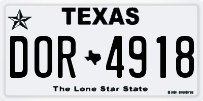 TX license plate DOR4918
