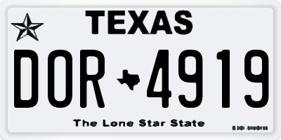 TX license plate DOR4919