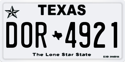 TX license plate DOR4921