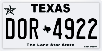 TX license plate DOR4922