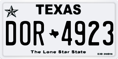 TX license plate DOR4923