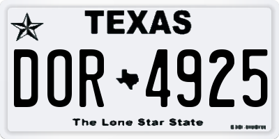 TX license plate DOR4925