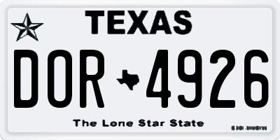 TX license plate DOR4926