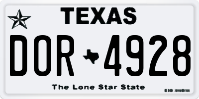 TX license plate DOR4928