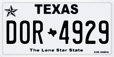 TX license plate DOR4929