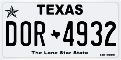 TX license plate DOR4932