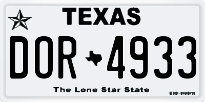 TX license plate DOR4933