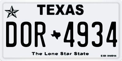 TX license plate DOR4934