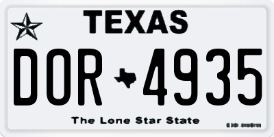 TX license plate DOR4935