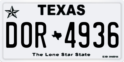 TX license plate DOR4936
