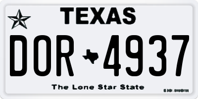 TX license plate DOR4937
